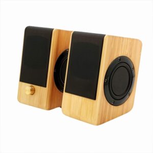 YJ Bamboo Desktop Home Subwoofer, Notebook Professional Mini Small Desktop Desktop Wired Small Speaker, Suitable for All Kinds of Equipment, a Pair